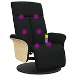 vidaXL Fauteuil inclinable de massage avec repose-pieds noir tissu