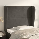 vidaXL Tête de lit avec oreilles Gris foncé 93x23x118/128 cm Velours