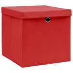 vidaXL Boîtes de rangement avec couvercles 4 Pièces 28x28x28 cm Rouge