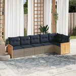 vidaXL Salon de jardin 6 Pièces avec coussins gris résine tressée