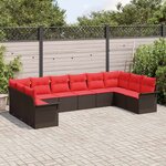 vidaXL Ensemble de canapé de jardin 10 Pièces Marron polyrotin