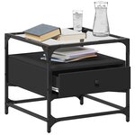 vidaXL Table basse avec dessus en verre noir 50x50x45 cm acier