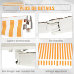 Store banne manuel rétractable aluminium polyester imperméabilisé 3L x 2 5l m orange blanc rayé
