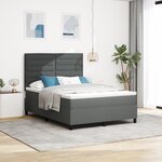 vidaXL Lit à ressorts avec matelas & LED gris foncé 140x200 cm en tissu
