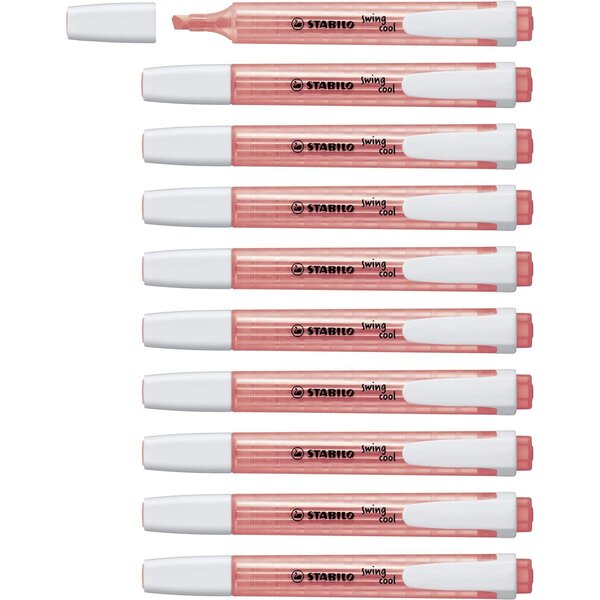 Surligneur de poche SWING COOL Pointe Biseautée 1 - 4 mm Rouge x 10 STABILO