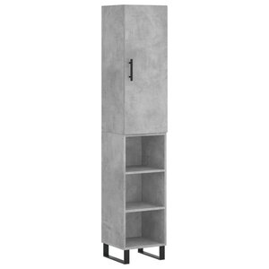 vidaXL Buffet haut Gris béton 34 5x34x180 cm Bois d'ingénierie