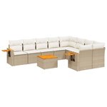 vidaXL Salon de jardin avec coussins 10 Pièces beige résine tressée