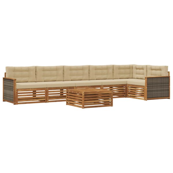 vidaXL Ensemble de canapés d'extérieur 7 pc Naturel et Beige
