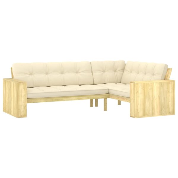 vidaXL Banc d'angle de jardin et coussins 239 cm Bois de pin imprégné