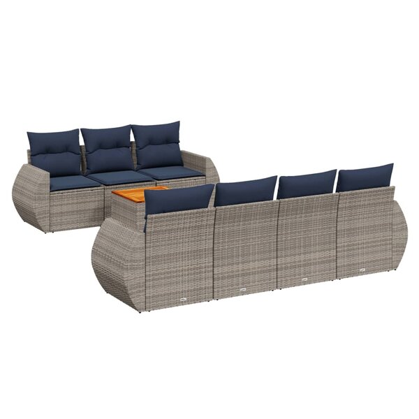 vidaXL Salon de jardin 8 Pièces avec coussins gris résine tressée