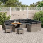 vidaXL Ensemble de canapé de jardin 12 Pièces Gris Poly rotin