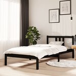 vidaXL Cadre de lit Noir Bois massif 90x200 cm