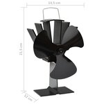 vidaXL Ventilateur de poêle alimenté par chaleur 3 pales Noir