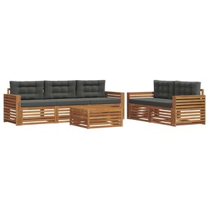 vidaXL Ensemble de canapés d'extérieur 6 pc Naturel et Anthracite