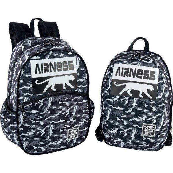 AIRNESS Sac a Dos Borne 3 Compartiments en 1 Noir/Blanc Enfant