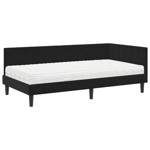 vidaXL Cadre de lit d'angle avec matelas Noir 90 x 200 cm Velours