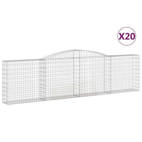 vidaXL Paniers à gabions arqués 20 Pièces 400x30x100/120 cm Fer galvanisé