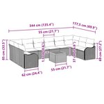 vidaXL Ensemble de canapé de jardin avec coussin 11 Pièces Gris polyrotin