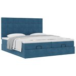 vidaXL Cadre de lit ottoman avec matelas bleu foncé 200x200 cm velours