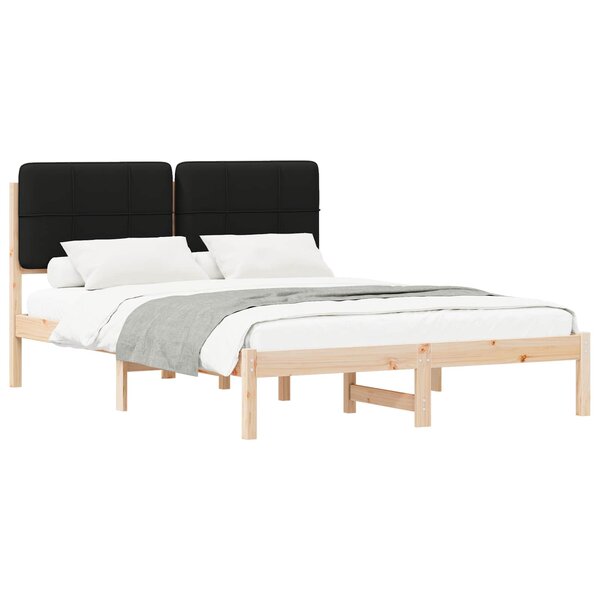 vidaXL Cadre de lit avec tête de lit rembourrée Noir 140 x 190 cm
