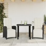 vidaXL Ensemble de bistro 3 Pièces avec coussins noir résine tressée