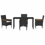 vidaXL Ensemble de salle à manger pour jardin 5 Pièces Noir Poly rotin