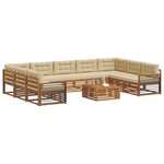 vidaXL Ensemble de canapés d'extérieur 10 Pièces Naturel et Beige