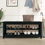 vidaXL Banc à chaussures Noir 110x38x45 5 cm Bois de pin massif