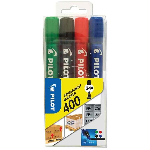 Etui de 4 Marqueurs Permanent SCA-400 Pointe Biseauté 1 - 4 mm Assortis PILOT