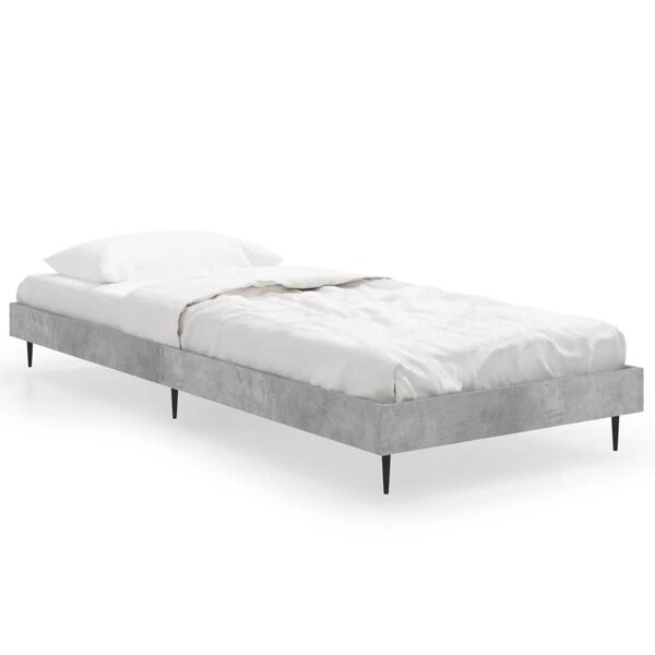 vidaXL Cadre de lit gris béton 75x190 cm bois d'ingénierie
