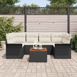 vidaXL Ensemble de canapé de jardin 7 Pièces Noir Poly rotin