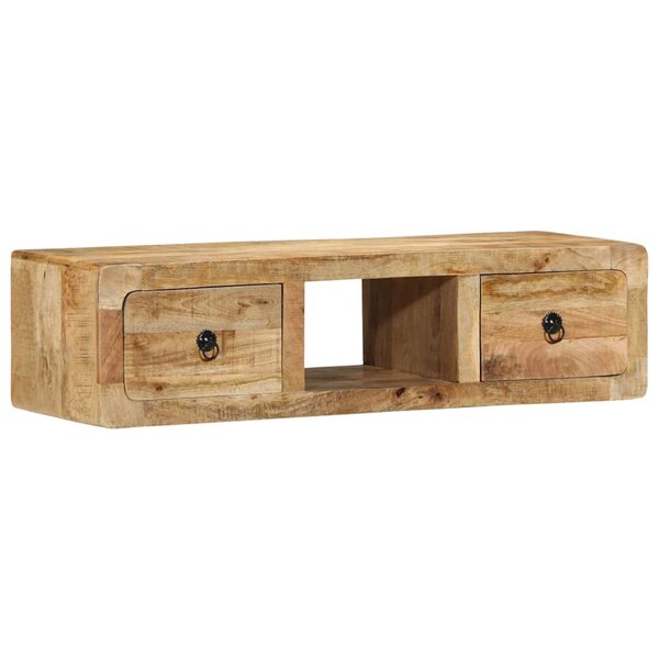 vidaXL Meuble TV mural 100x32x25 cm bois massif manguier brut