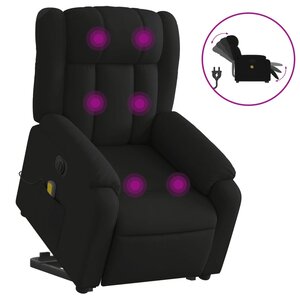 vidaXL Fauteuil inclinable de massage électrique Noir Tissu