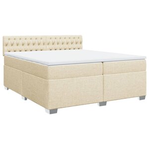 vidaXL Sommier à lattes de lit avec matelas Crème 200x200 cm Tissu