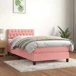 vidaXL Sommier à lattes de lit avec matelas Rose 90x200 cm Velours