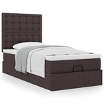 vidaXL Cadre de lit ottoman avec matelas marron foncé 90x190 cm tissu
