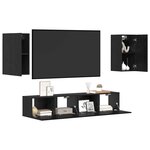 vidaXL Ensemble meuble TV 4 Pièces Chêne noir Bois d'ingénierie