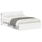 vidaXL Cadre de lit avec rangement avec tête de lit Blanc 150 x 200 cm