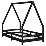 vidaXL Cadre de lit pour enfant noir 80x160 cm bois de pin massif