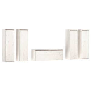 vidaXL Meubles TV 5 Pièces Blanc Bois massif de pin