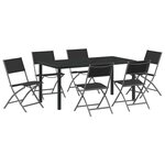 vidaXL Ensemble de salle à manger pour jardin 7 Pièces Noir