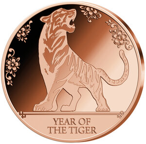 Monnaie YEAR OF THE TIGER Chinese Zodiac Signs 1 Oz Cuivre 20 Francs Gabon (PRÉCOMMANDE)