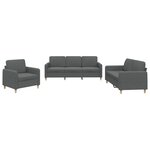 vidaXL Ensemble de canapés 3 Pièces avec coussins Gris foncé Tissu