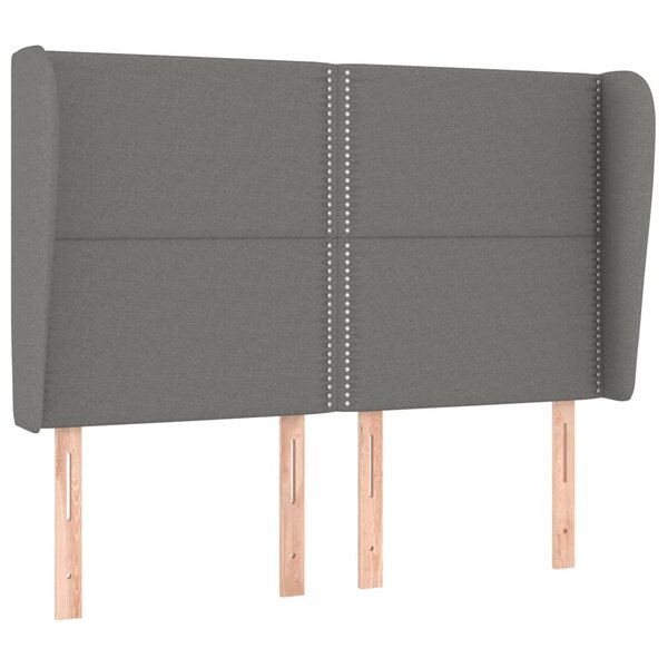 vidaXL Tête de lit avec oreilles Gris foncé 147x23x118/128 cm Tissu