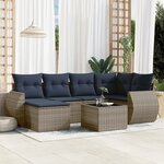 vidaXL Salon de jardin 7 Pièces avec coussins gris résine tressée