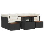 vidaXL Ensemble de canapé de jardin 7 Pièces Noir Poly rotin