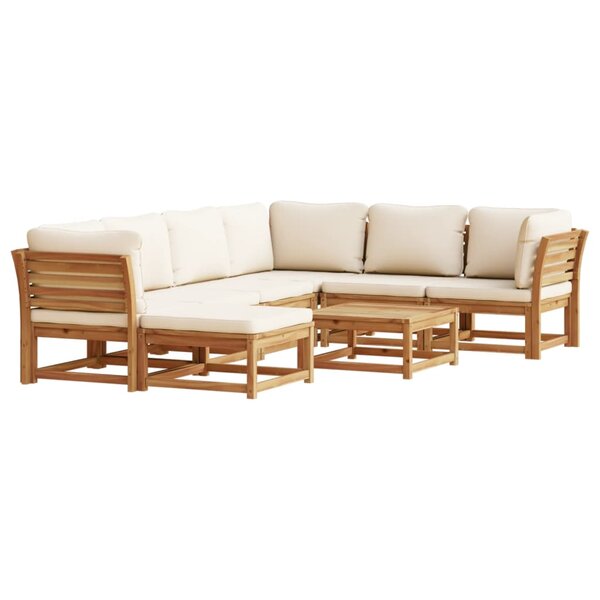 vidaXL Salon de jardin avec coussins 8 Pièces bois massif d'acacia