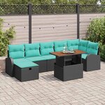 vidaXL Ensemble de canapé de jardin 8 Pièces Noir polyrotin