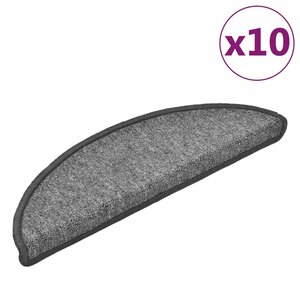 vidaXL Tapis d'escalier 10 pièces 56 x 17 x 3 cm Gris foncé Demi-rond