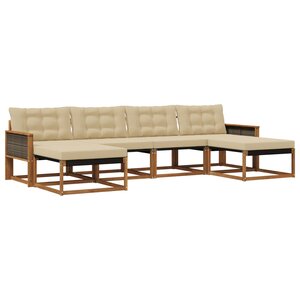 vidaXL Ensemble de canapés d'extérieur 6 pc Naturel et Beige